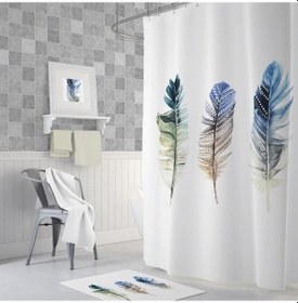 Resim Zethome Tropik Plume Banyo Duş Perdesi Tek Kanat 1X180X200 Çok Renkli 