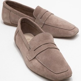 Resim Morne Vizon Süet Hakiki Deri Kadın Loafer Ayakkabı Vizon 