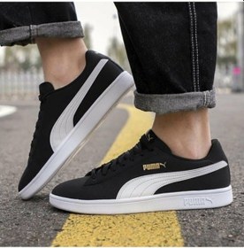 Resim Puma Smash V2 Buck - Unisex Siyah Sneaker 36516023 Siyah - Beyaz 