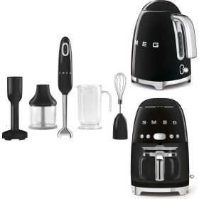Resim Smeg Siyah Kettle-Filtre Kahve Makinesi ve El Blender Seti 