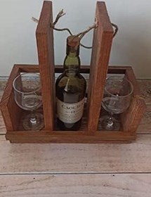 Resim Ahşap Şaraplık Ve Kadehlik 