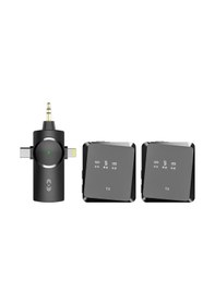 Resim Type-c İphone İkili Kablosuz Yaka Mikrofonu 3in1 Pc Android İos 