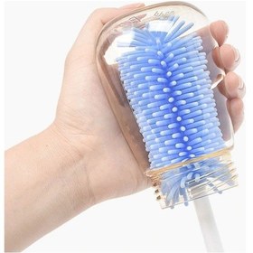 Resim BUFFER® Silikon Uçlu Ekstra Yumuşak Kıllı Sağlam Kavanoz Bardak Şişe Ve Biberon Temizleme Fırçası 