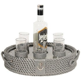 Resim Rakı Bardaklı Tepsi | Gri 