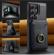 Resim Userfriendly11 Siyah Cok Amacli Manyetik Cuzdan Kilif Cikarilabilir Tasarim Kablosuz Sarj Uyumlu Kart Yuvalari Rfıd Koruma Samsung S25 S25 Ultra S25 Plus S24 S24 Ultra S23 Ultra 