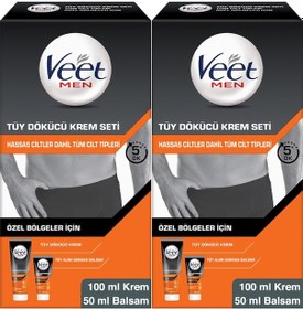 Resim Veet Men Özel Bölgeler İçin Tüy Dökücü Krem 2 x 100 ML + Balsam 2 x 50 ML 