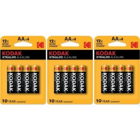 Resim Kodak Xtralife Alkalin AA Kalem Pil 4 x 3'lü 