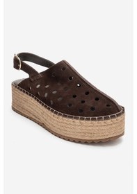 Resim Luvishoes Fraga Kahverengi Süet Hakiki Deri Kadın Hasır Dolgu Taban Sandalet Kahverengi 