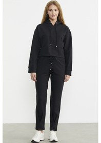 Resim Kapüşonlu Dikiş Detaylı Eşofman Takım - Siyah 001 