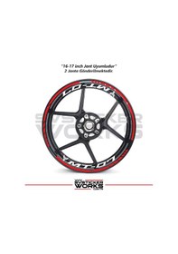 Resim Yamaha Mt-07 Jant Sticker Dış Ve İç Set Sticker Jant Şeridi Kırmızı 
