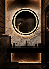 Resim Nuun Dekor 70cm Kumlamalı Günışığı Ledli Banyo Lavabo Ofis Makyaj Kuaför Aynası - Trafolu Şeffaf 