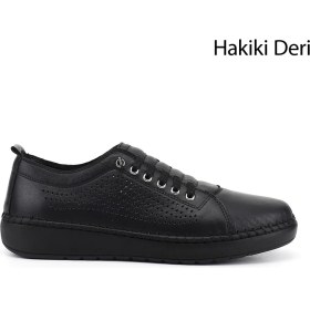 Resim Gönderi(r) Kadın Comfort Ayakkabı Siyah Deri Bağcıklı 2 cm Topuk Yüksekliği ile Rahat Kullanım 