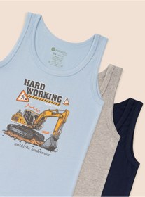 Resim natuline Erkek Çocuk Organik Pamuklu Likralı Atlet Hard Working 6'lı Paket 