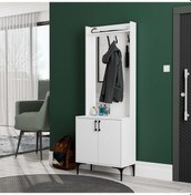 Resim 5020 Royal Sol Aynalı 2 Kapaklı 2 Askılı Portmanto Beyaz 