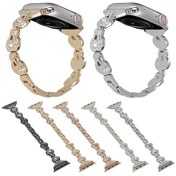 Resim Sones iOS Uyumlu Watch Series 7 45mm Sukabağı Pırlanta Metal Saat Kordonu 