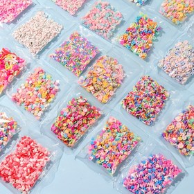 Resim 10G/0.35Orz Çanta Reçine Polimer Kil Glitters Sprinkle DIY Dekorasyon, Sevimli Meyve Şekli Polimer Kil Dilimler, DIY Tırnak Sanatı ve Takı Yapımı için, Nokta, Kar, Kalp, Ay ve Yıldız, Kek, Sahte Sprinkles 