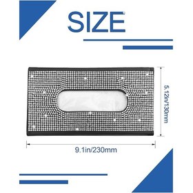 Resim Lemestar Siyah Deri Beyaz Kristal Taşlı Otomobil Güneşlik Kağıt Havlu Kutusu Tutucusu 
