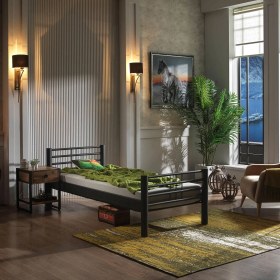 Resim Unimet Asos Tek Kişilik Ferforje Metal Karyola-Siyah 