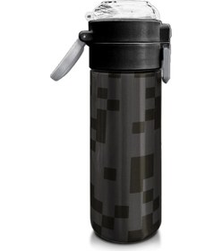 Resim Coral High Kids Siyah Blok Desenli Pipetli Ve Direkt İçim Çelik Termos 500 Ml 31894 Siyah 