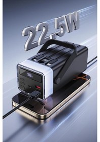 Resim 1041 40000 Mah Type-c Lightning 22,5 W Hızlı Şarj Rgb Led Işıklı Powerbank Siyah Beyaz 