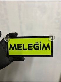 Resim Yeşil Renk Üzeri Siyah Renk Meleğim Yazılı Vantuzlu Cam Süsü 