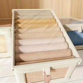 Resim 6 adet Kapaklı Bej Kumaş Depolama Sepeti - Giysiler, Pantolonlar ve Aksesuarlar için Büyük Kapasiteli Düzenleyici Kutular - Kolay Erişim Flip-Top Tasarımı, Ev ve Gardırop Düzeni için Mükemmel, Giysi Düzenleyici Depolama, Yatak Altı Depolama, Yatak Altı Depolama 