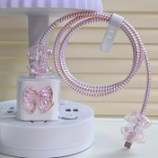 Resim 5 Adet Işıltılı Pembe Fiş Koruyucu Kapaklar - Dayanıklı Plastik, Çizilmez & Bükülmez, Elektronikler için Dekoratif Şarj Aksesuarı, Teknoloji Severler İçin İdeal Hediye, Kelebek Tasarım, TPU Malzeme, Cihaz Koruma, Şık Kapak, Esnek Kapak, Telefon Aksesuarı, Telefon Kullanıcıları 