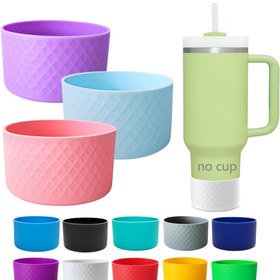 Resim 1 Adet Dörtgen Kaydırmaz Silikon Bardak Kapağı - 20oz-40oz Şişeler İçin Dayanıklı Koruyucu Kılıf, Elmas Desenli Tutma Yeri | Taban Boyutu 7.19-7.49 cm'ye Uygun Daha Fazla Şişe/Su Bardağı için Dayanıklı Silikon Kılıf 