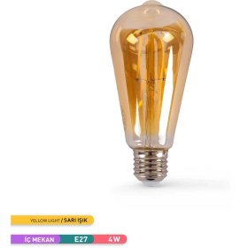 Resim ACK ST64 RUSTIK LED AMPUL 2700K SARI IŞIK 360LM 220-240V 4W E27 