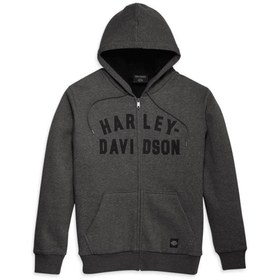 Resim Harley Davidson Harley-davidson Men's Midwest Staple Zip-up Hoodie - Heather Grey 