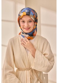 Resim Silk Home Aura Eşarp 140003-18 Koyu Turuncu, Lacivert, Mavi, Yeşil Gri, Pudra 