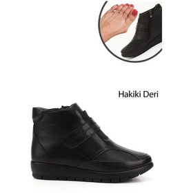 Resim Gönderi(R) Gönderi R Siyah Fermuarlı Kemik Çıkıntısına Özel Hakiki Deri Bot Siyah 