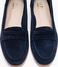 Resim Luvishoes Luvi Shoes F02 Lacivert Süet Hakiki Deri Kadın Loafer Ayakkabı Lacivert 