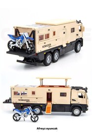 Resim afreyz oyuncak Oyuncak Mercedes Benz Metal Tır Oyuncak Motorlu Mercedes Sesli Işıklı Metal Tır Kamyon Karavan 