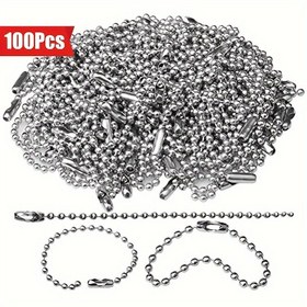 Resim 100 Adet Paslanmaz Çelik Boncuk Zincir Seti, Her Biri 10.16 cm Uzunluğunda, Bilyalı Bağlantılara Sahiptir. Kendin Yap Takı, Köpek Etiketi ve Küçük İşletmeler İçin Malzemeler İçin İdealdir. 