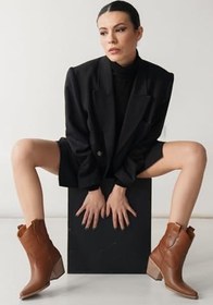 Resim Kadın Hakiki Deri Kovboy Bot Kısa Topuklu Dakota 