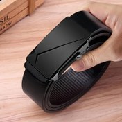 Resim Erkek Gerçek Deri Kemer - Klasik Siyah, İş ve Günlük Stil, Otomatik Toka, Babaya veya Eşe Mükemmel Hediye, Kot ve İş için İdeal, Günlük Kıyafet|Klasik Stil Kemer|Otomatik Toka Kemer, Erkek Kemer, Erkekler için Zarif Kemer 