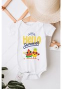 Resim Hello Summer 2 Özel Tasarım Bebek Zıbın Pamuklu Çıtçıtlı Body Beyaz 