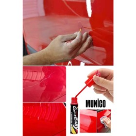 Resim Munico 3 Adet Oto Rötuş Kalemi Metalik Kırmızı 5 ml Kaporta Tampon Çizik Giderici Boya Fırçası Tüm Kodlara 