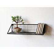 Resim GO DEKOR Küçük Boy 60x25x15 Tel Duvar Rafı (SİYAH RENK) 