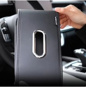 Resim Dashanshop 1 Adet Pupu Araç Tutucu Glossy Black Siyah Pu Deri Araç Mendil Kutusu 