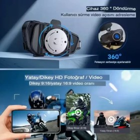 Resim Ttt Q28 Kameralı Motosiklet Kask Kulaklığı Uzun Süreli Kullanım İçin 