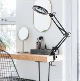 Resim HEJARON HORNET Megalüx Ayaklı 8 inç Profesyonel Tırnak Makyaj Kuaför Çekimleri Usb 360 Led Masa 