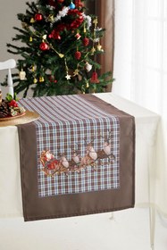 Resim AYSHome Pötikareli Geyikli Noel Baba Christmas Yılbaşı Runner 