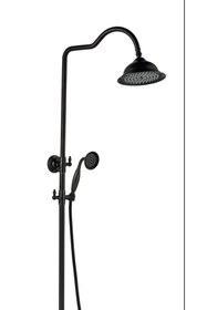 Resim İSAOĞLU YAPI Siyah Duş Seti Ve Siyah Banyo Bataryası Vintage Model Komple Pirinç 5 Yıl Garantili Siyah Robot Duş 