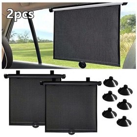 Resim Xuweiwei Black- 2pcs Araç Güneşlik Seti: 2 Adet Büyük Rulo Tip Yan Cam Güneşliği Uv Korumalı 