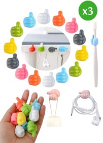 Resim Hyd 3 Adet Çok Fonksiyonlu Yapışkanlı El Şeklinde Başparmak Kablo Tutucu Düzenleyici Sabitleyici 