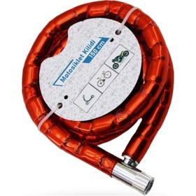 Resim Büro Ev Ofis Motosikleti İçin 2,2x150cm Kırmızı Motor Bisiklet Kilidi 