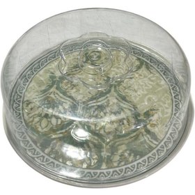 Resim CENGİZ ÇEYİZ Zucci Desenli Porselen Tabaklı Akrilik Kek Fanusu 29x11 cm 