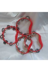 Resim Aker Hediyelik Parti Için Kırmızı Tef 4 Adet Plastik Def Zilli Tef 12 Zilli Güzel Ses Çıkaran Müzik Enstrümanı 